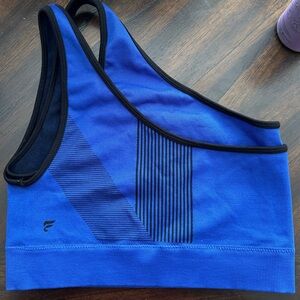 Fabletics Royal Blue and Black Seamless Sports Bra